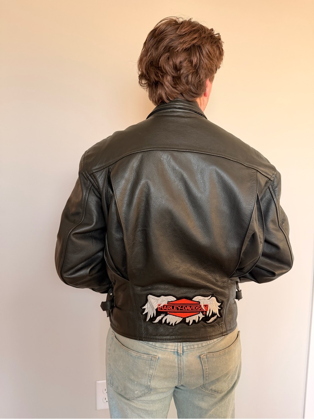 Vintage Harley-Davidson Men's Black Leather Motorcycle Jacket